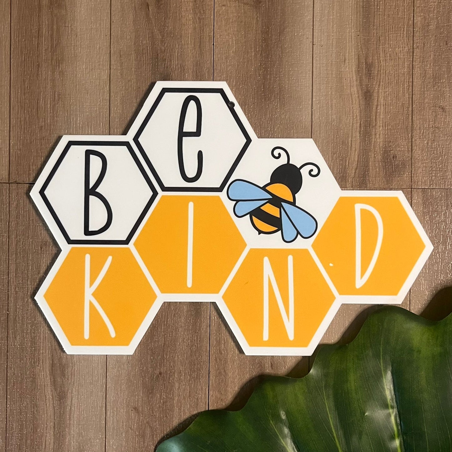 Be Kind – Hexagonal Acrylic Sign with Bee Design - Webster Enterprises