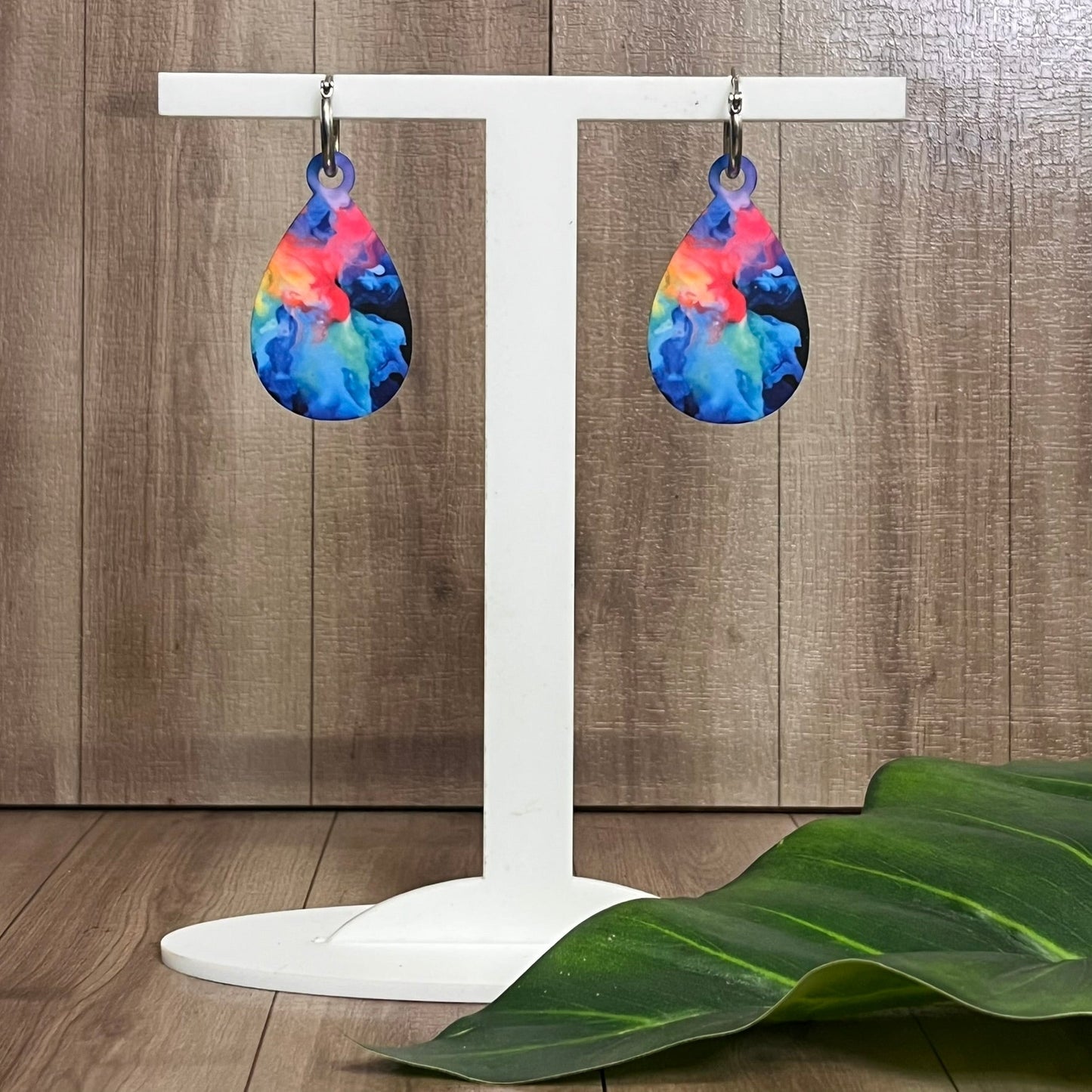 Colourful Liquid Blue Teardrop Earrings - Webster Enterprises