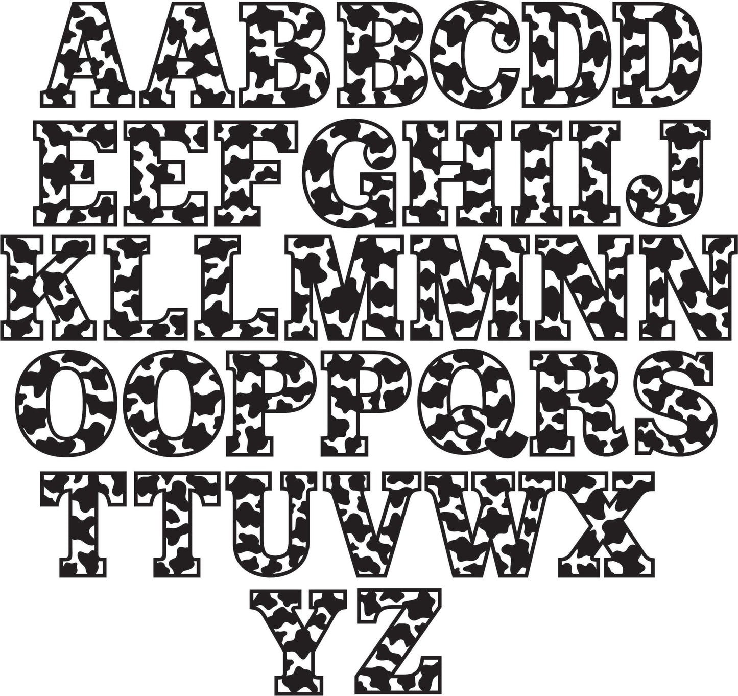 Cow Print Layered Letters - Webster Enterprises