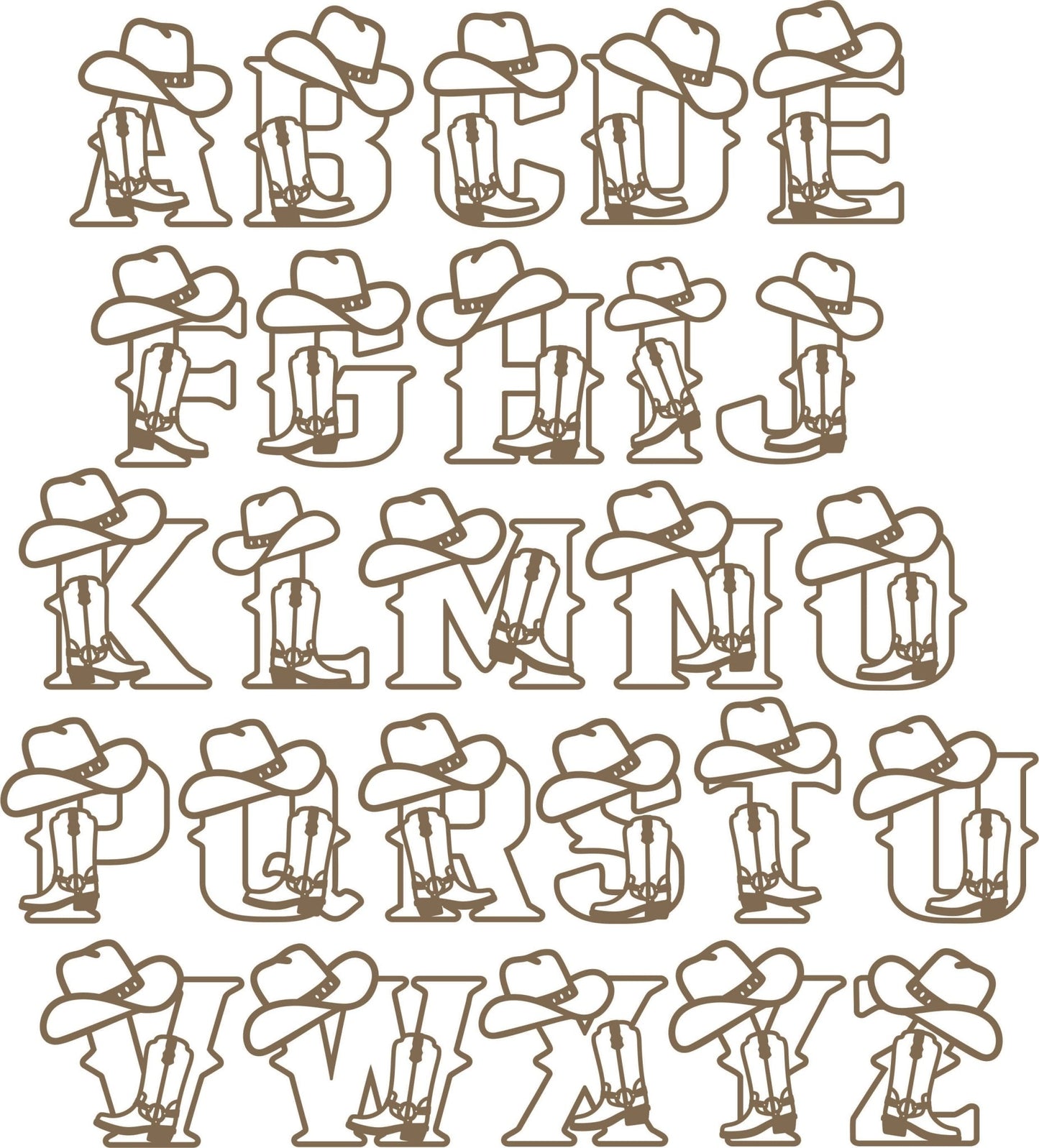 Cowboy Hat & Boot Layered Letters - Webster Enterprises