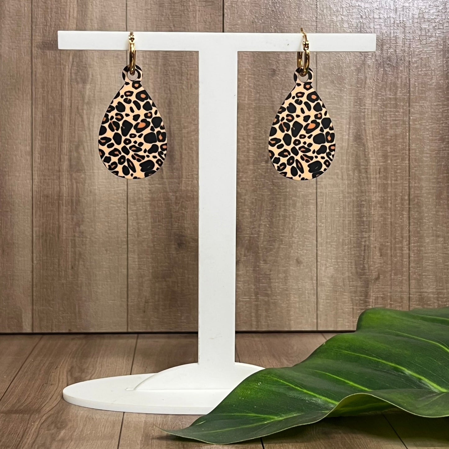 Leopard Print Teardrop Earrings - Webster Enterprises