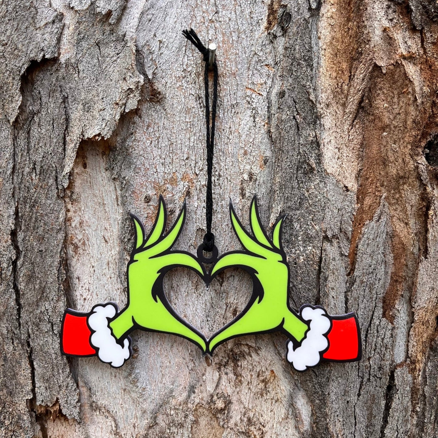 Love Heart Hands Grinch Christmas Ornament - Webster Enterprises