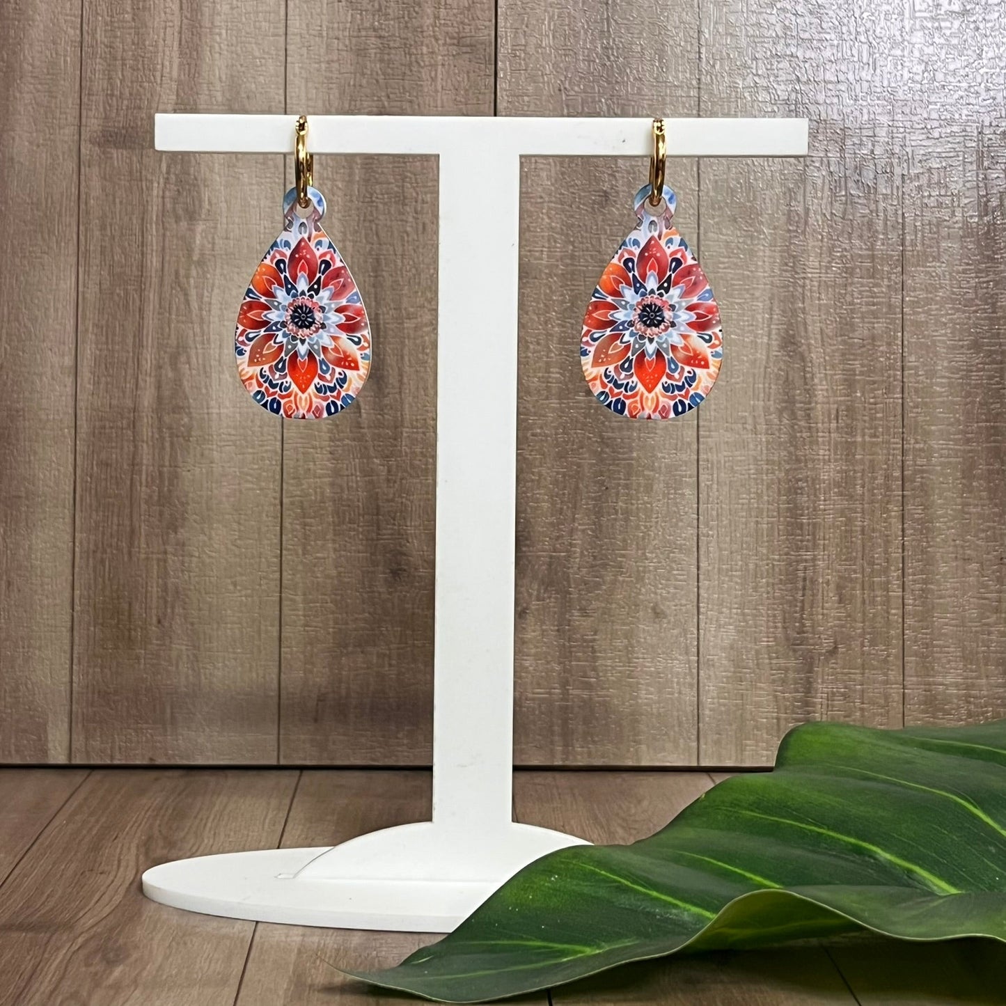 Mandala Print Teardrop Earrings - Webster Enterprises