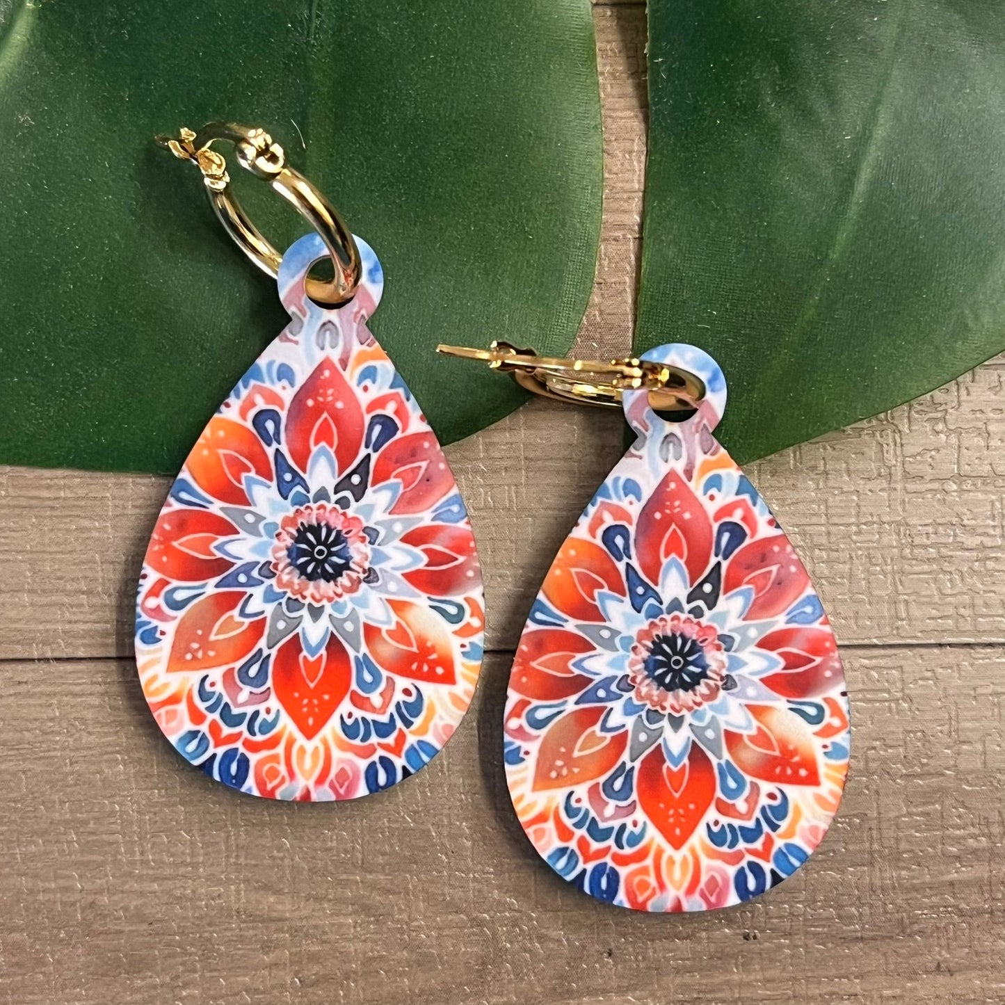 Mandala Print Teardrop Earrings - Webster Enterprises