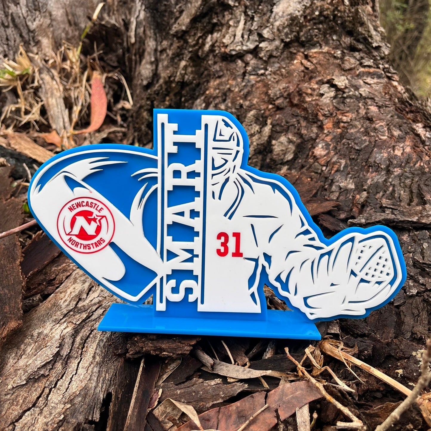 Newcastle Northstars Ice Hockey Player with Puck Plaque - Webster Enterprises
