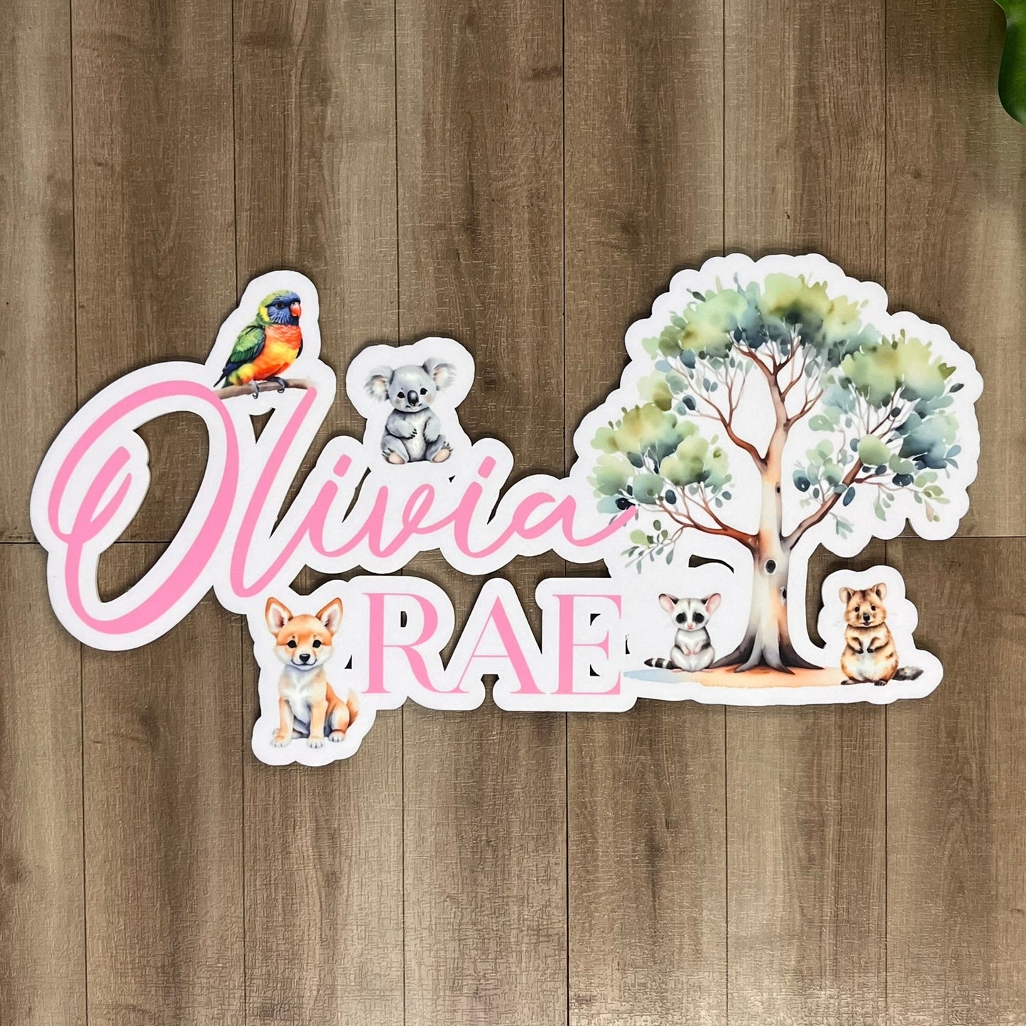 Personalised Baby Australian Animal themed Acrylic Name Plaque - Webster Enterprises