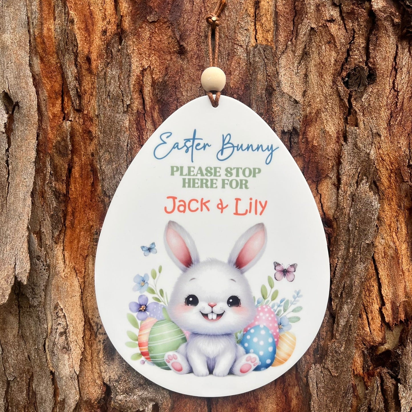 Personalised Easter Bunny Stop Here Sign - Webster Enterprises