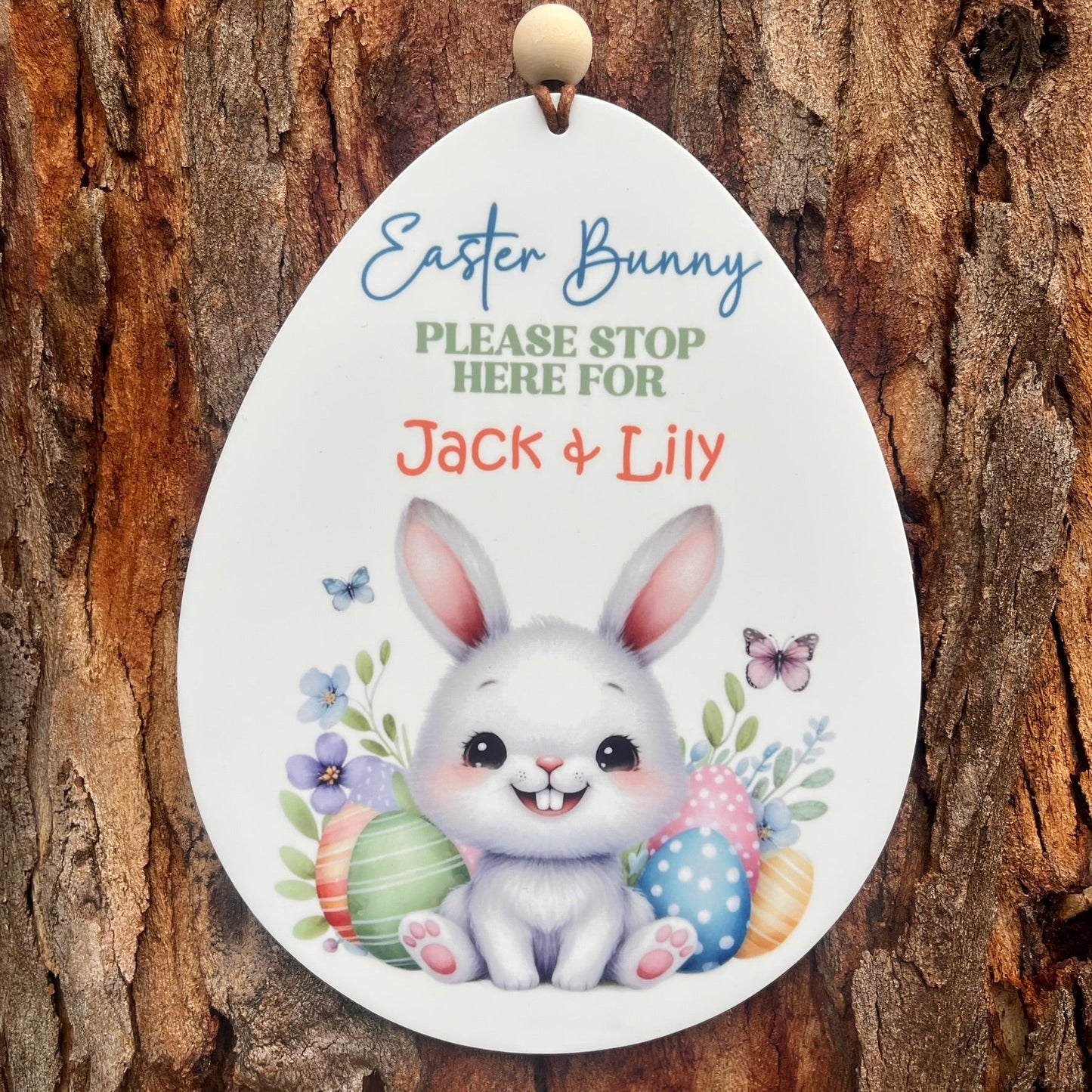 Personalised Easter Bunny Stop Here Sign - Webster Enterprises