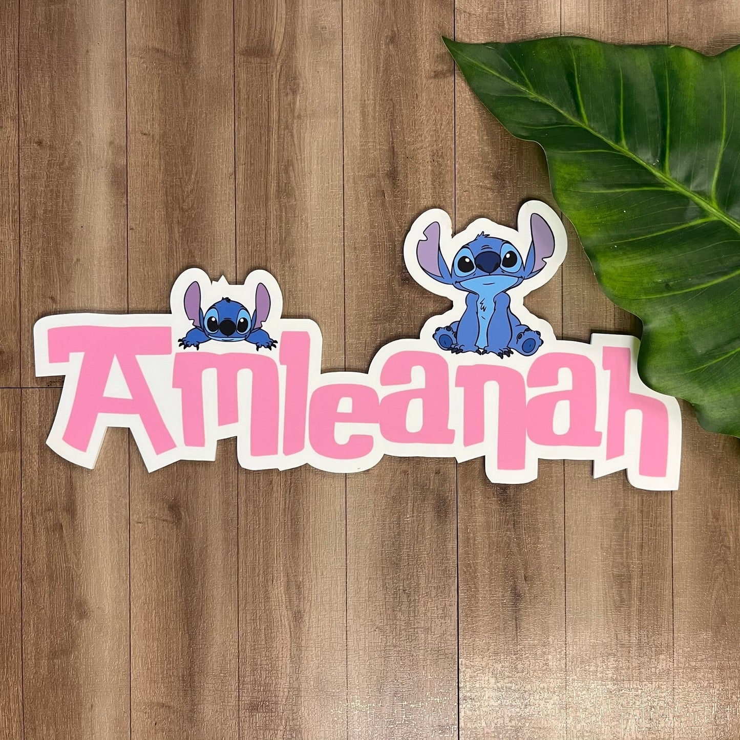 Personalised Stitch - Themed Acrylic Name Sign 💙🌺 - Webster Enterprises