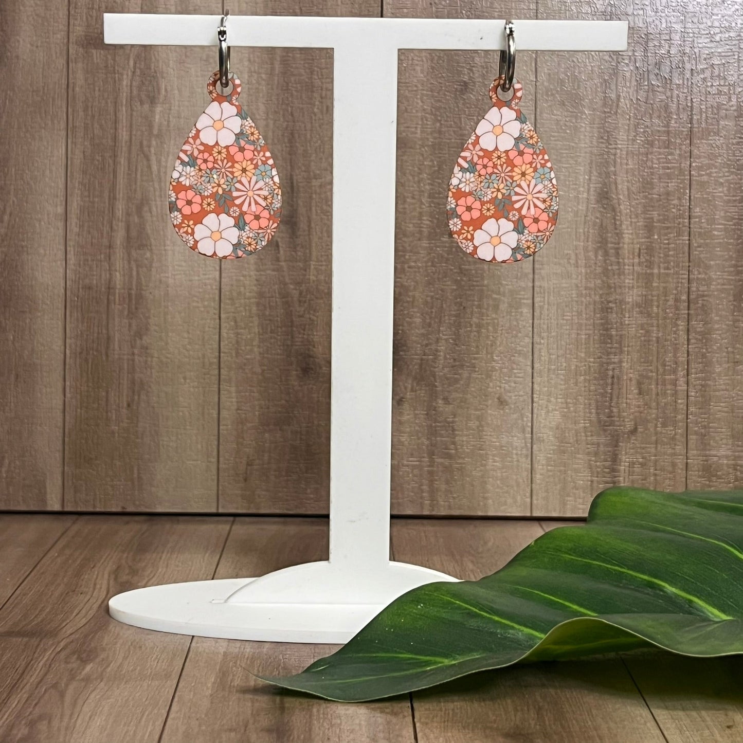 Retro Floral Teardrop Earrings - Webster Enterprises