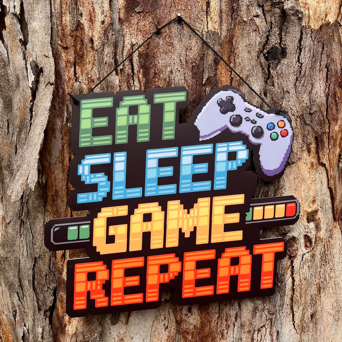 Sublimated Eat Sleep Game Repeat Plaque - Webster Enterprises