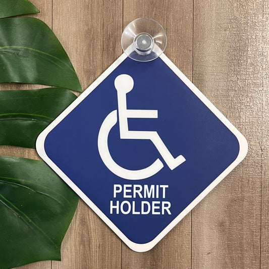 Disabled Permit Holder Car Window Suction Cup Sign