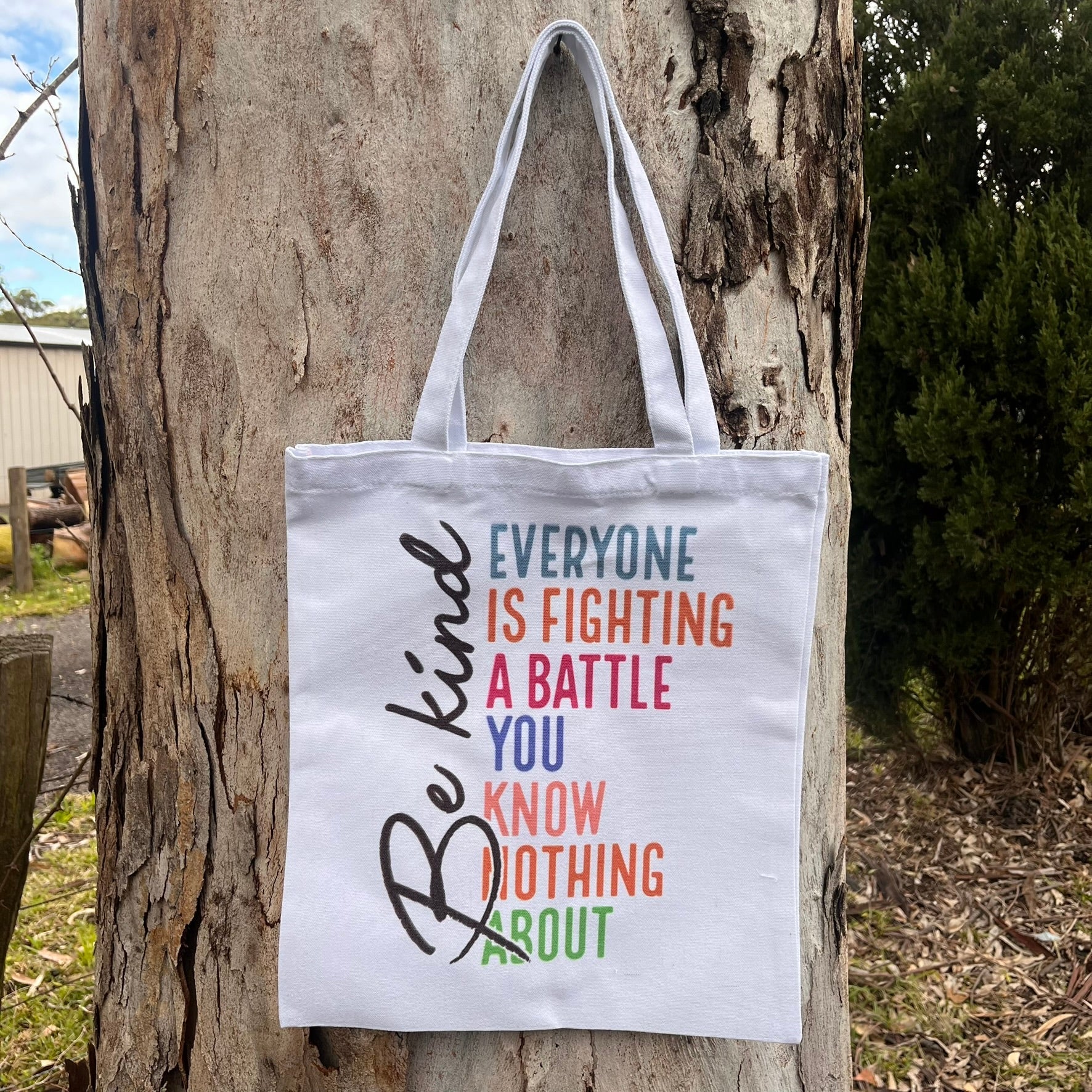 Be Kind - everyone is fighting a battle you know nothing about canvas tote bag - Webster Enterprises