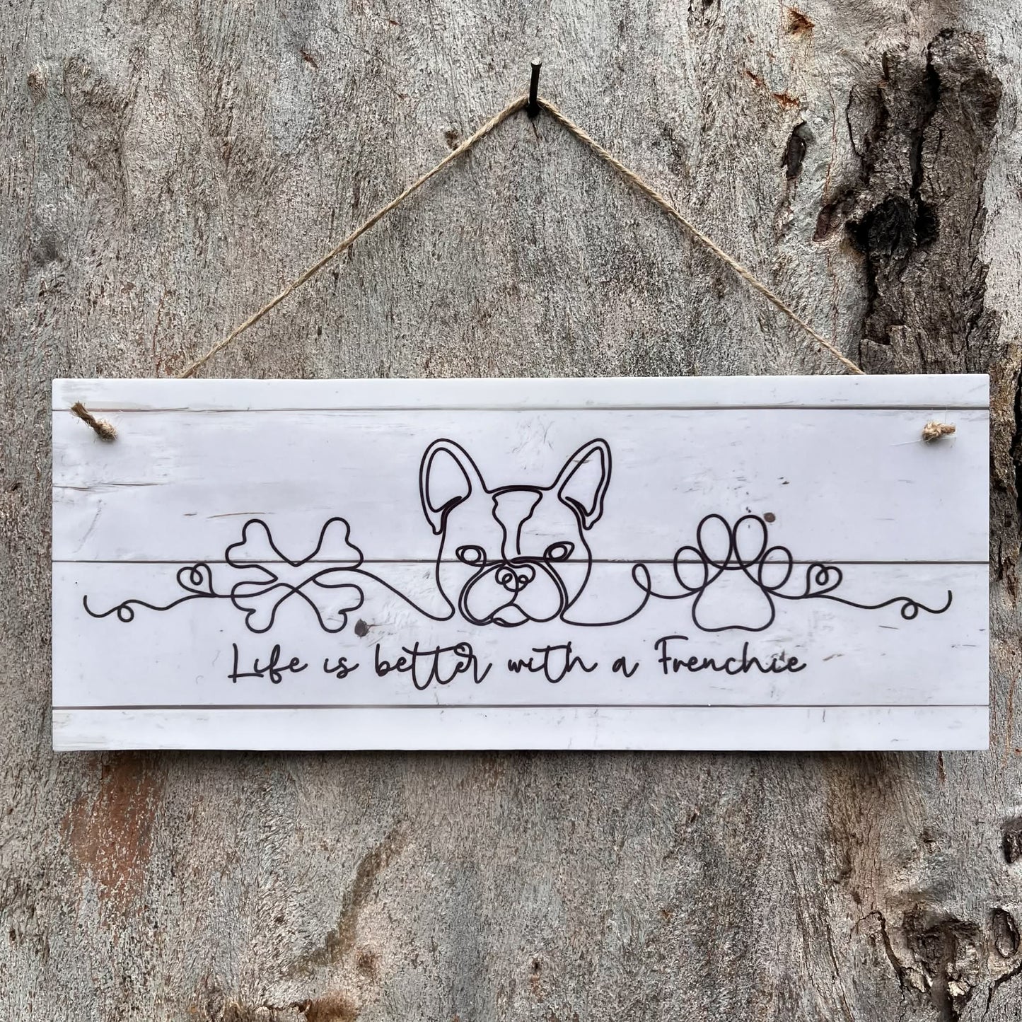 Life is better with a Frenchie line art plaque - Webster Enterprises