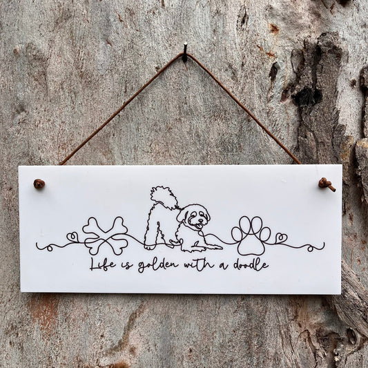 Life is golden with a doodle line art plaque - Webster Enterprises