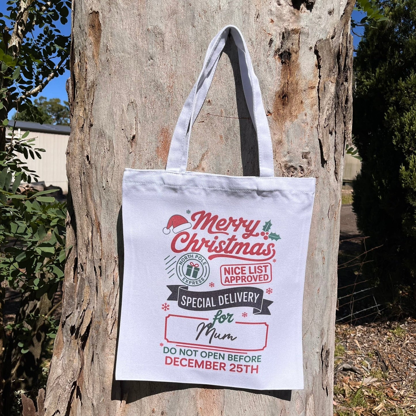 Merry Christmas Special Delivery canvas tote bag - Webster Enterprises