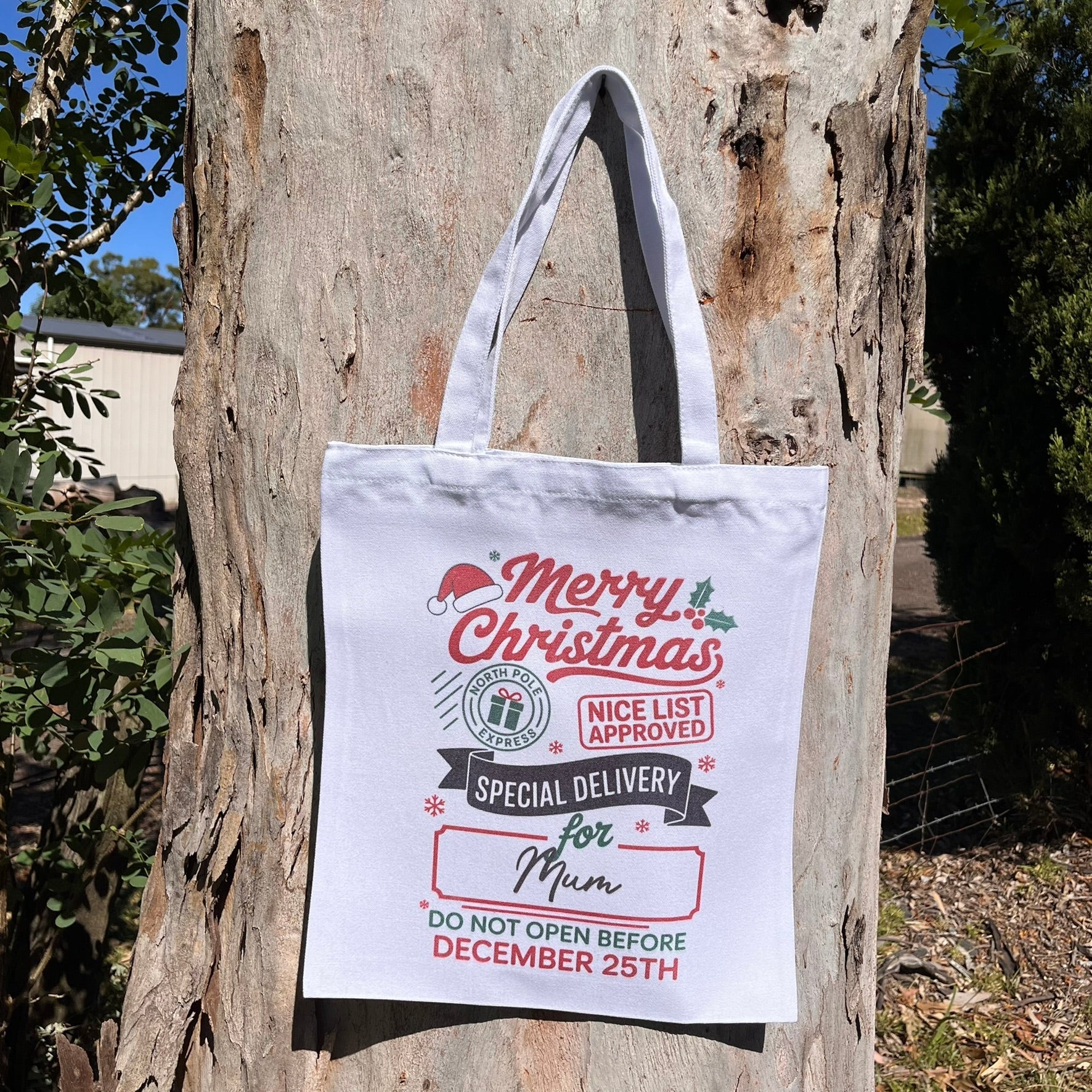Merry Christmas Special Delivery canvas tote bag - Webster Enterprises