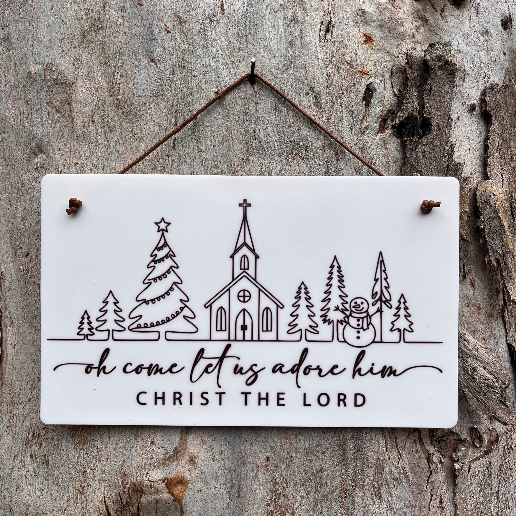 Oh come let us adore him line art plaque - Webster Enterprises
