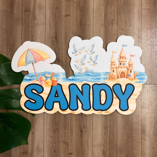 Personalised Beach Themed Acrylic Name Plaque - Webster Enterprises
