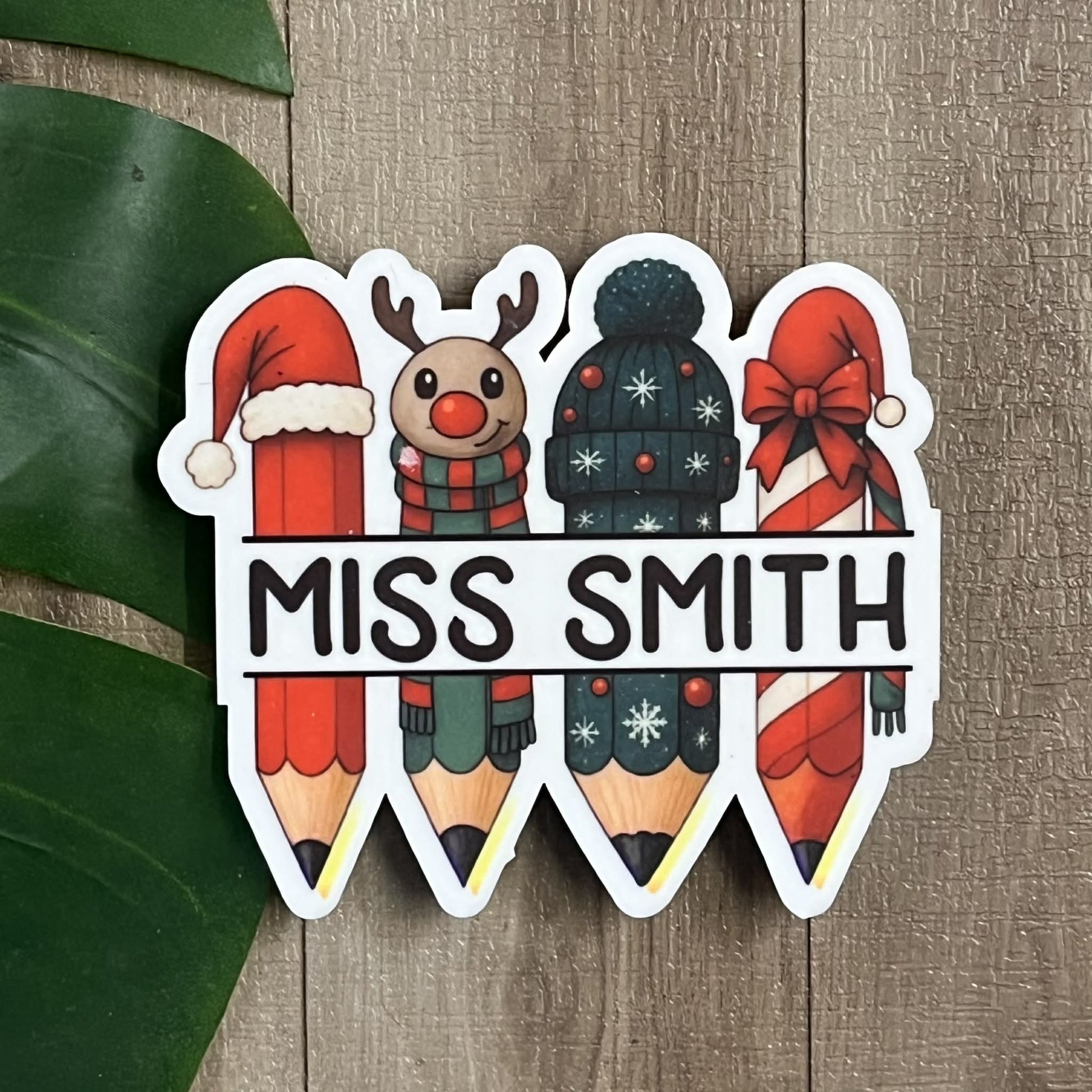 Personalised Christmas Pencils Teacher Name Badge - Webster Enterprises