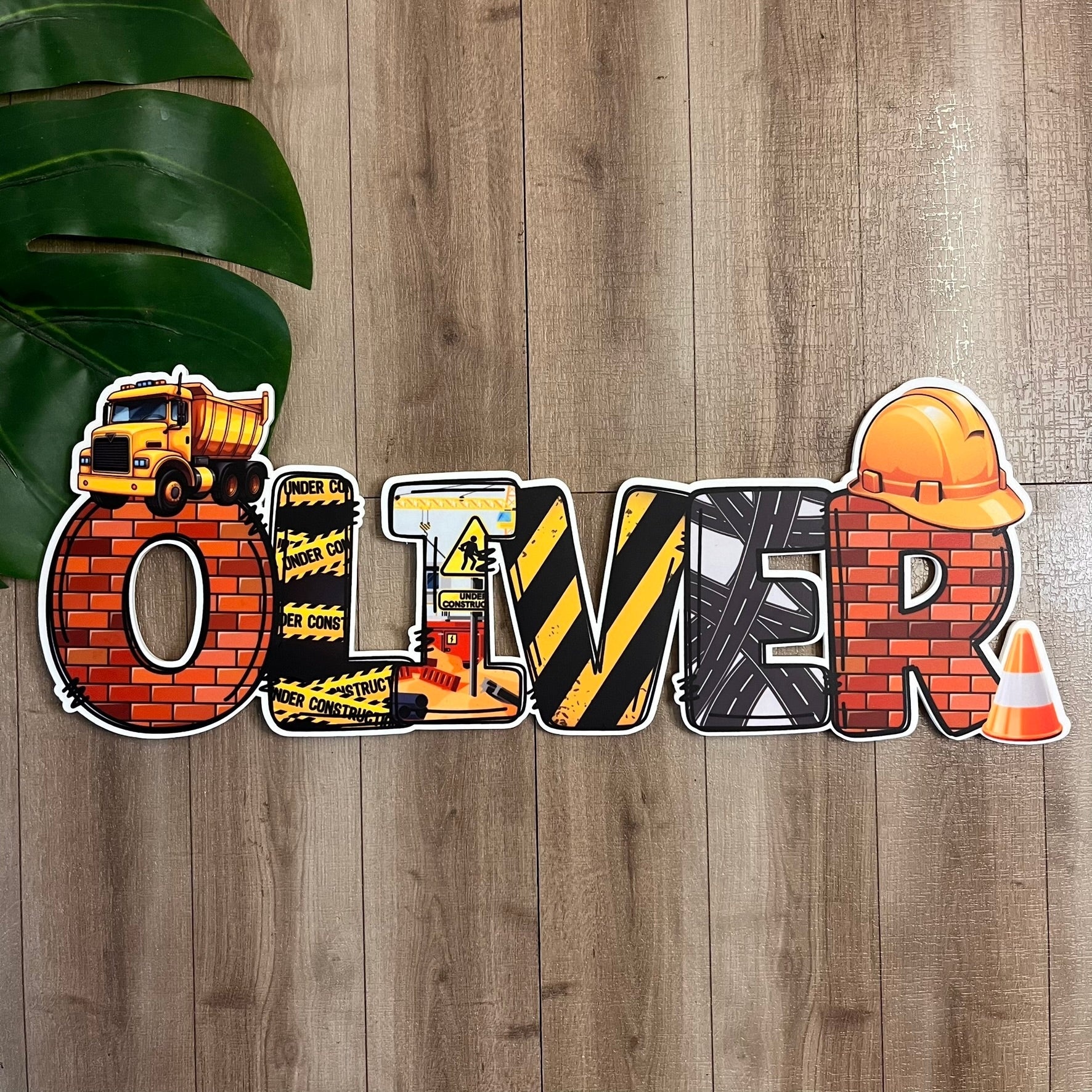 Personalised Construction themed Acrylic Name Plaque - Webster Enterprises