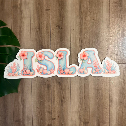 Personalised Coral Themed Acrylic Name Sign - Webster Enterprises