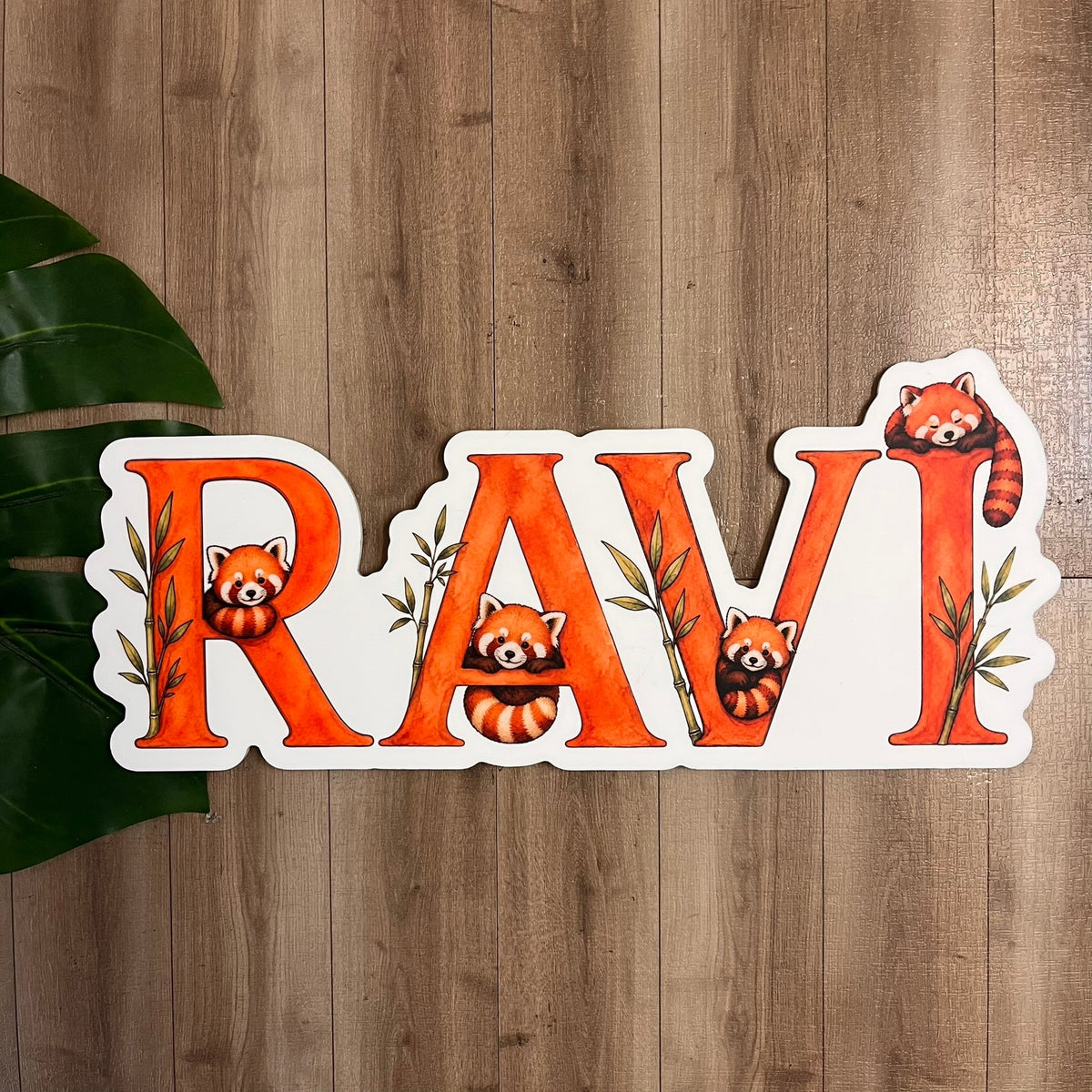Personalised Cute Red Panda Themed Acrylic Name Sign - Webster Enterprises