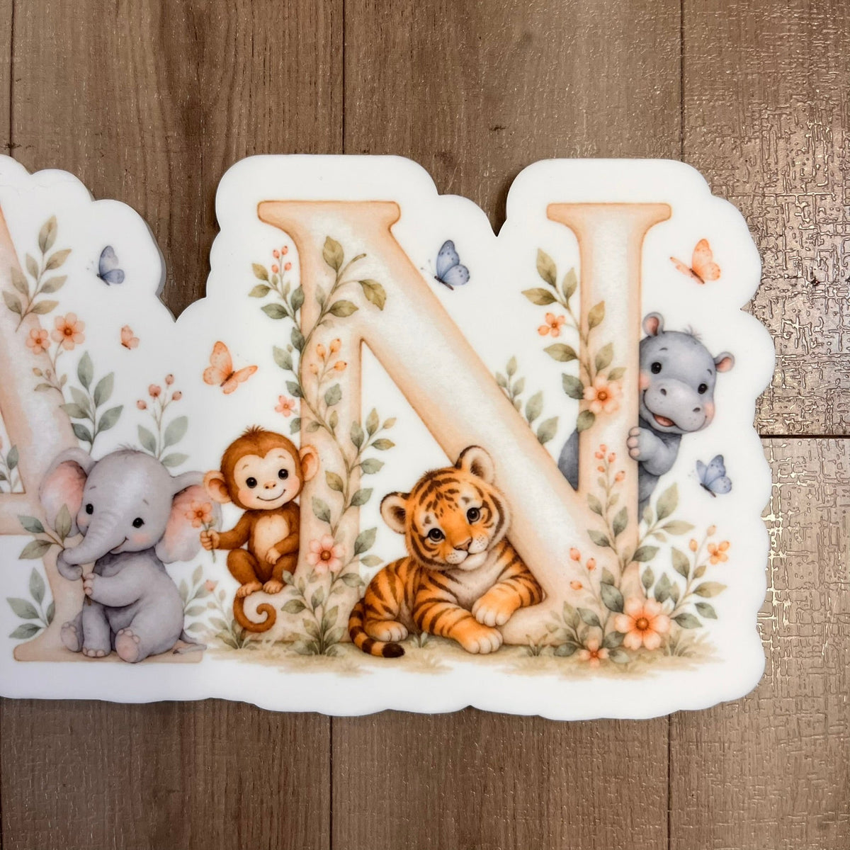 Personalised Cute Safari Animal Themed Acrylic Name Sign - Webster Enterprises