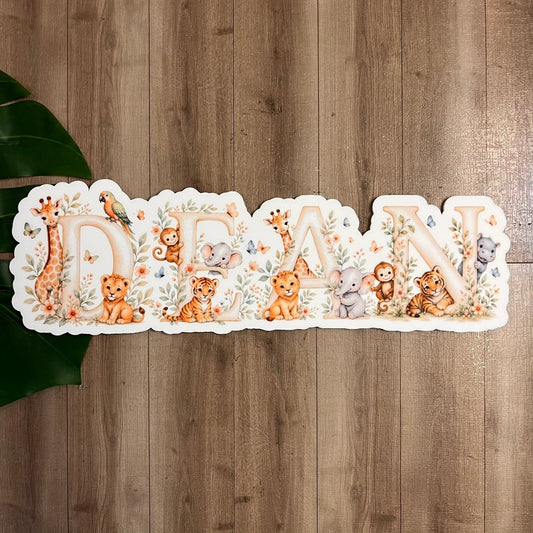 Personalised Cute Safari Animal Themed Acrylic Name Sign - Webster Enterprises