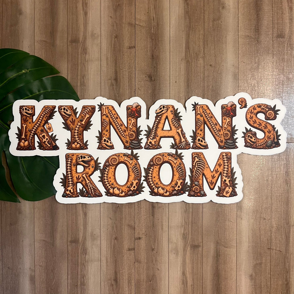 Personalised Dinosaur Bones Themed Acrylic Name Sign - Webster Enterprises