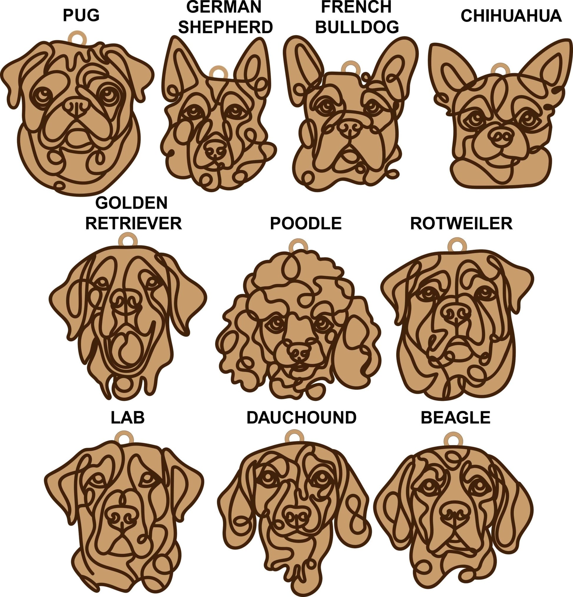 PERSONALISED DOG LINE ART CHRISTMAS ORNAMENT - Webster Enterprises