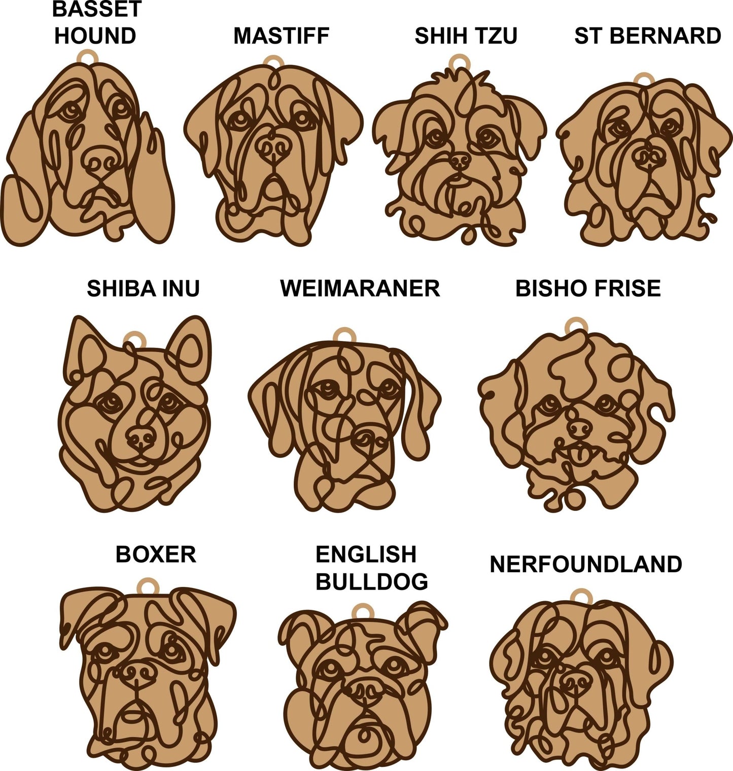PERSONALISED DOG LINE ART CHRISTMAS ORNAMENT - Webster Enterprises