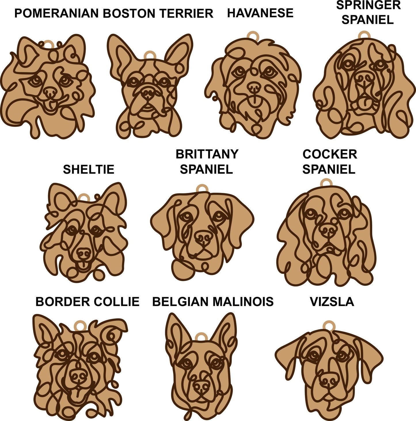 PERSONALISED DOG LINE ART CHRISTMAS ORNAMENT - Webster Enterprises