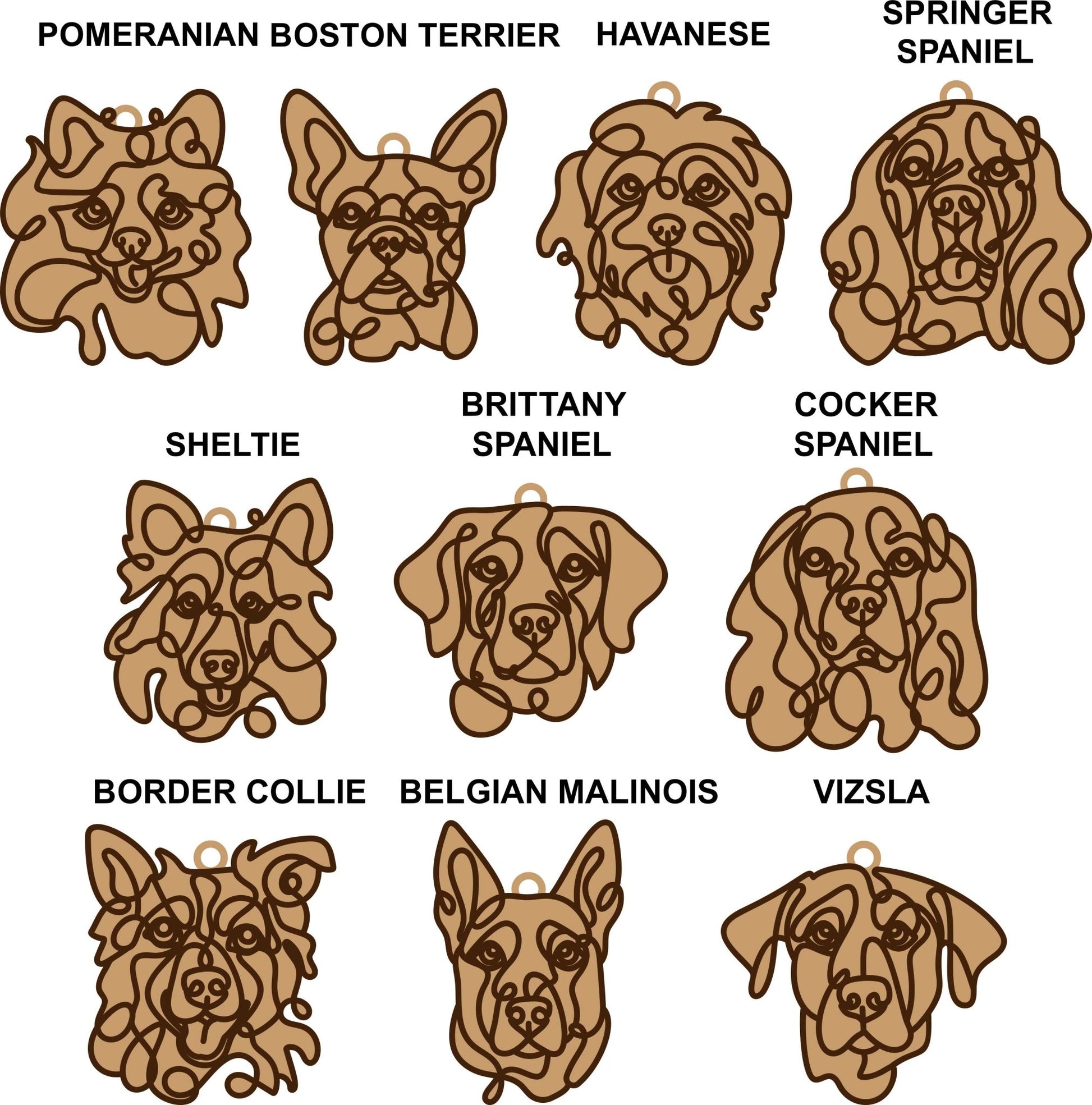 PERSONALISED DOG LINE ART CHRISTMAS ORNAMENT - Webster Enterprises