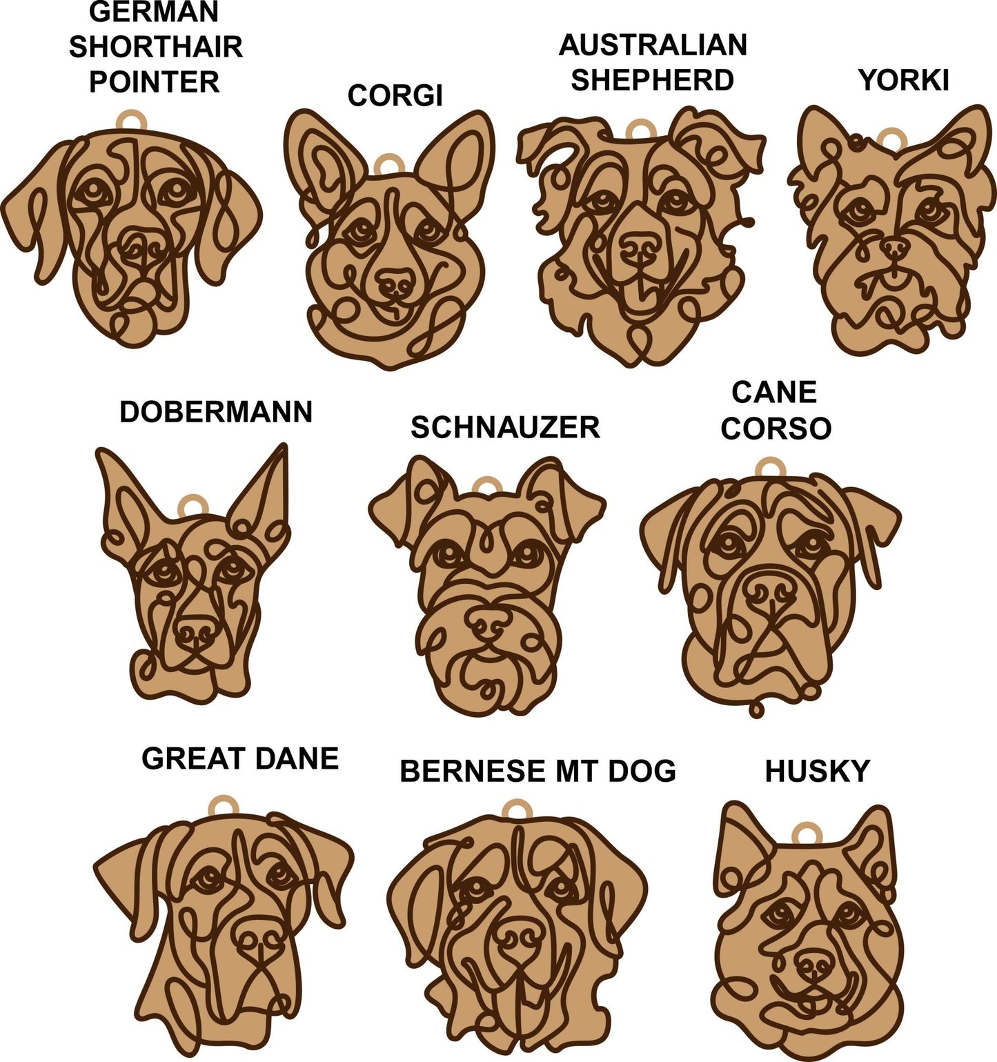 PERSONALISED DOG LINE ART CHRISTMAS ORNAMENT - Webster Enterprises