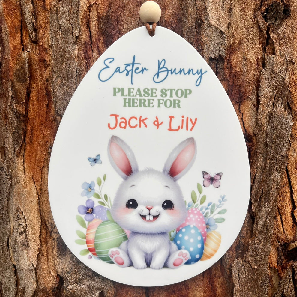 Personalised Easter Bunny Stop Here Sign – Webster Enterprises