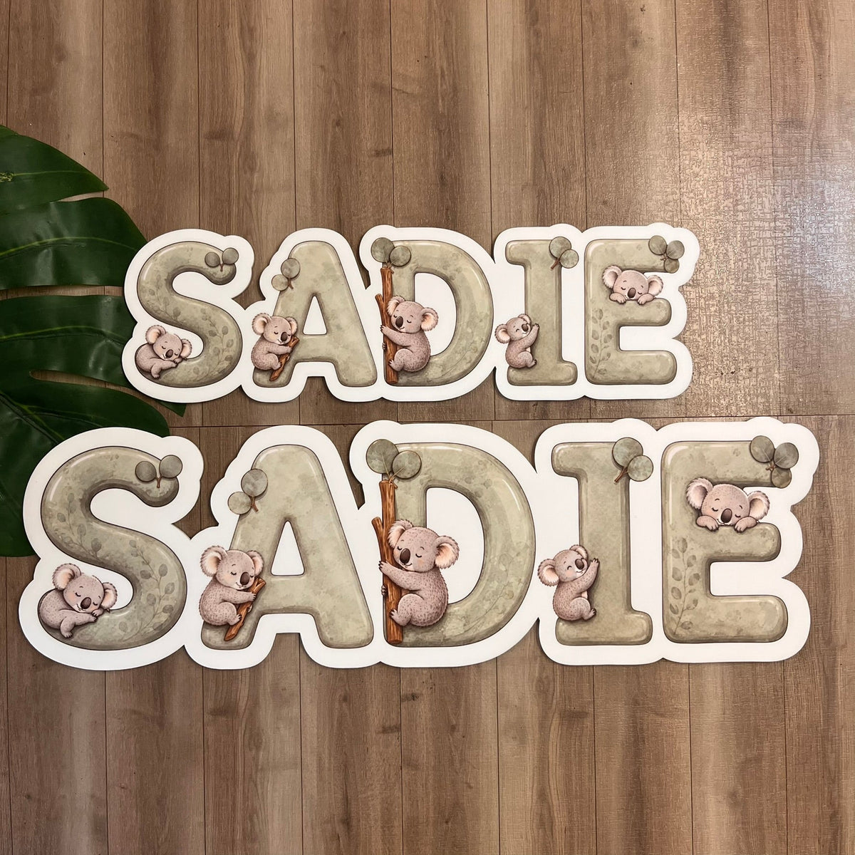 Personalised Eucalyptus Sleepy Koala Themed Acrylic Name Sign - Webster Enterprises