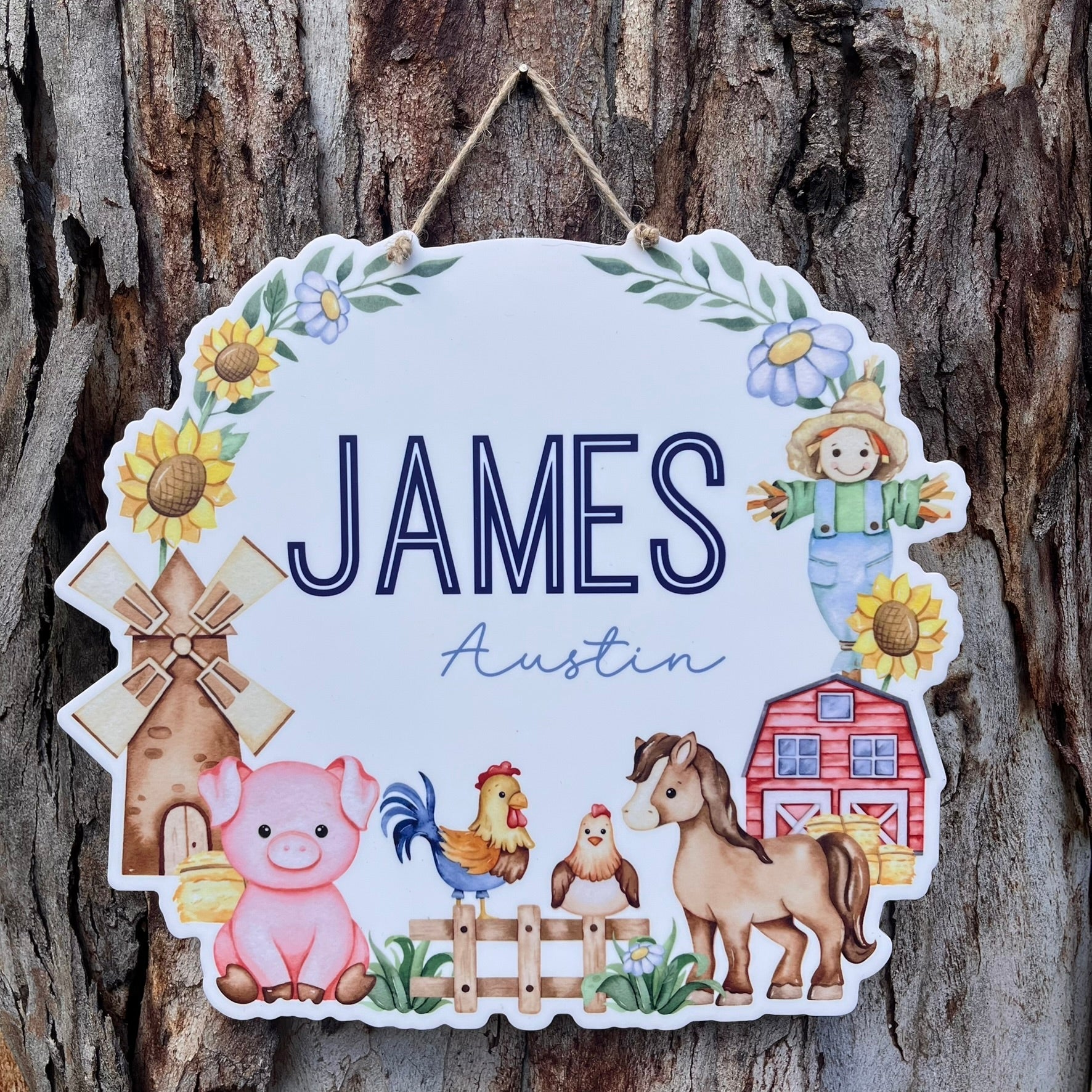 Personalised Farm Animal Themed Acrylic Name Plaque - Webster Enterprises