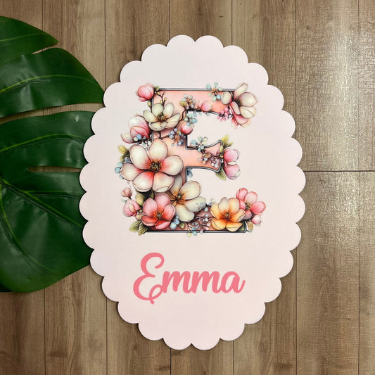 Personalised Floral Themed Acrylic Name Sign - Webster Enterprises
