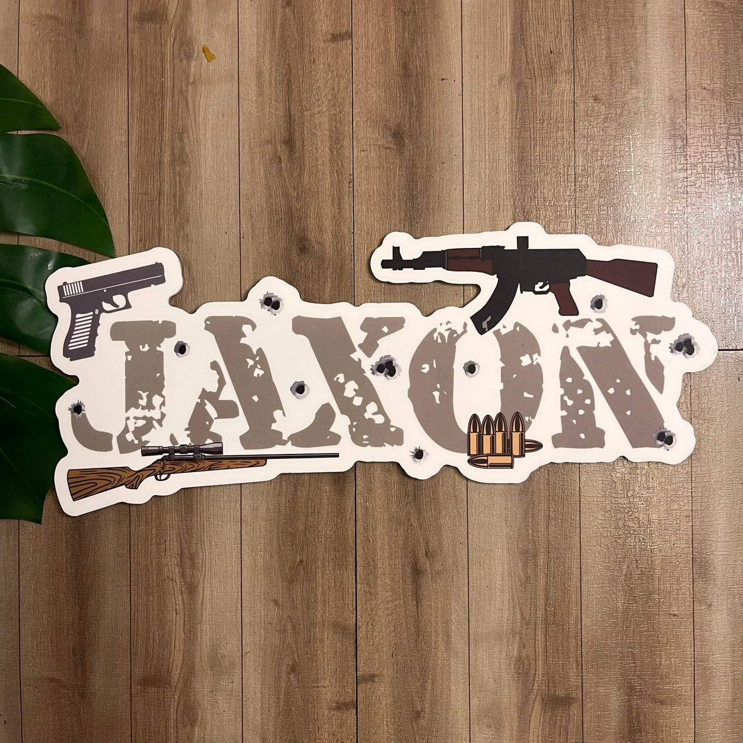 Personalised Gun Themed Acrylic Name Plaque - Webster Enterprises