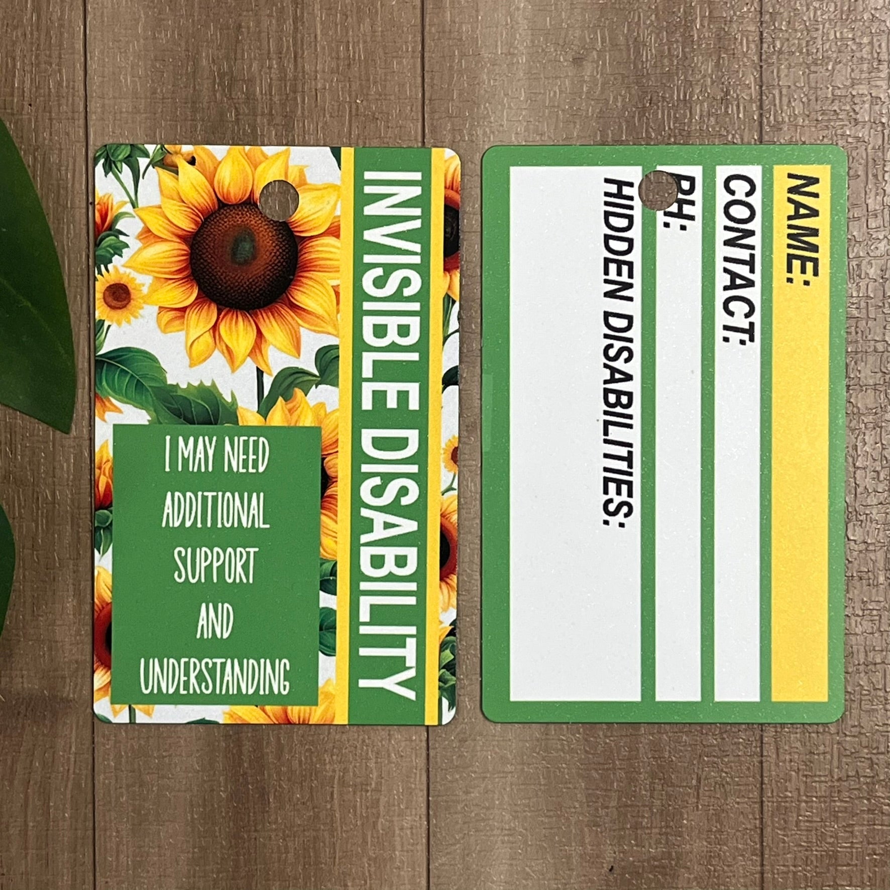 Personalised Hidden/Invisible Disability Sublimated ID Aluminium Cards - Webster Enterprises