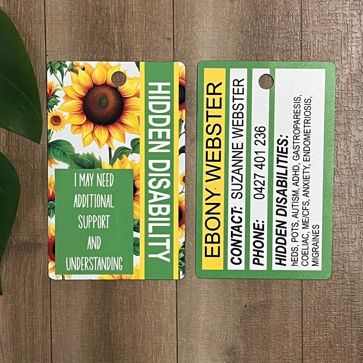 Personalised Hidden/Invisible Disability Sublimated ID Aluminium Cards - Webster Enterprises