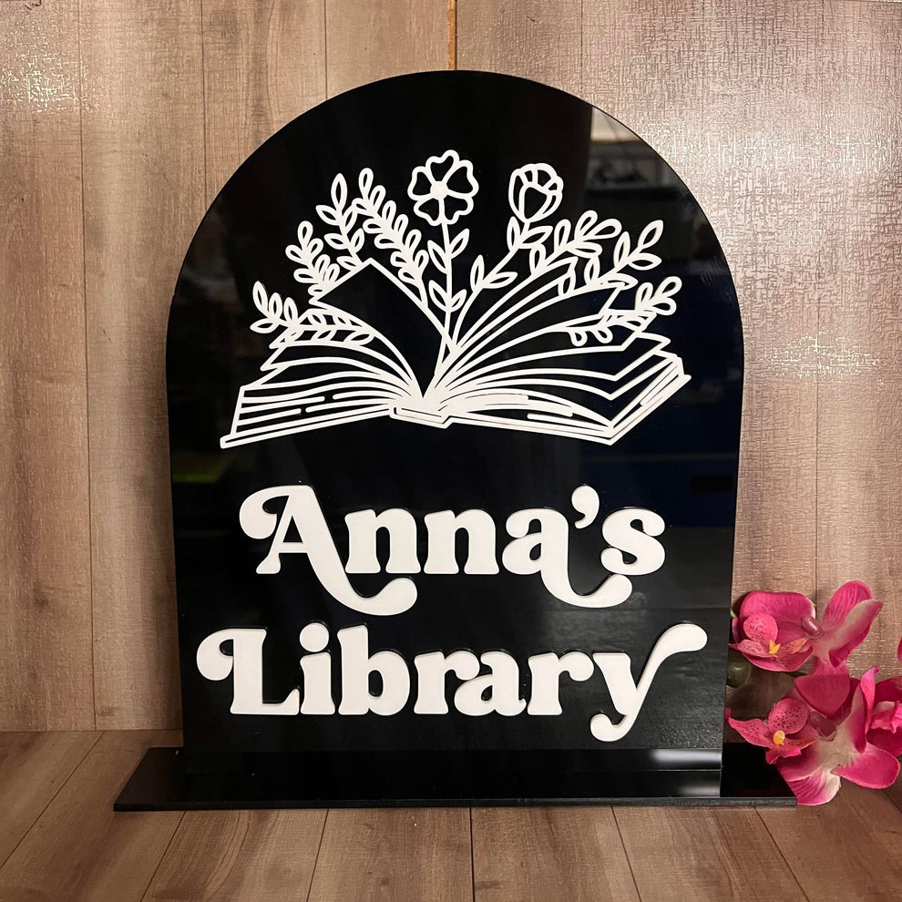 Personalised Acrylic Bookshelf Sign 25cm x 20cm with Stand – Webster ...