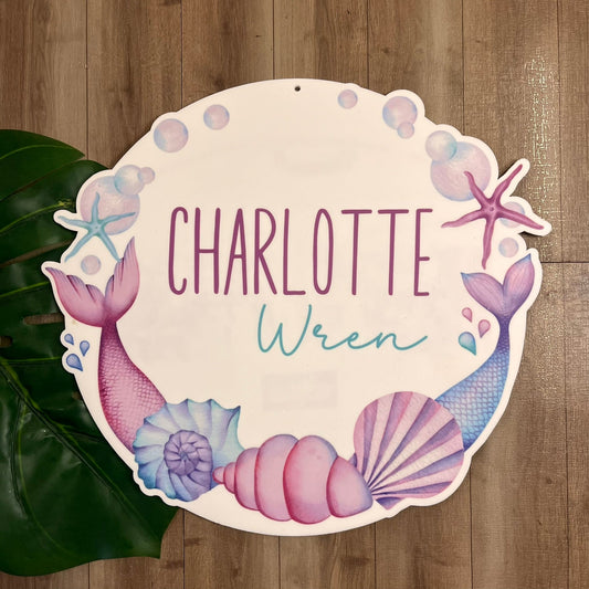 Personalised Mermaid Themed Acrylic Name Plaque - Webster Enterprises