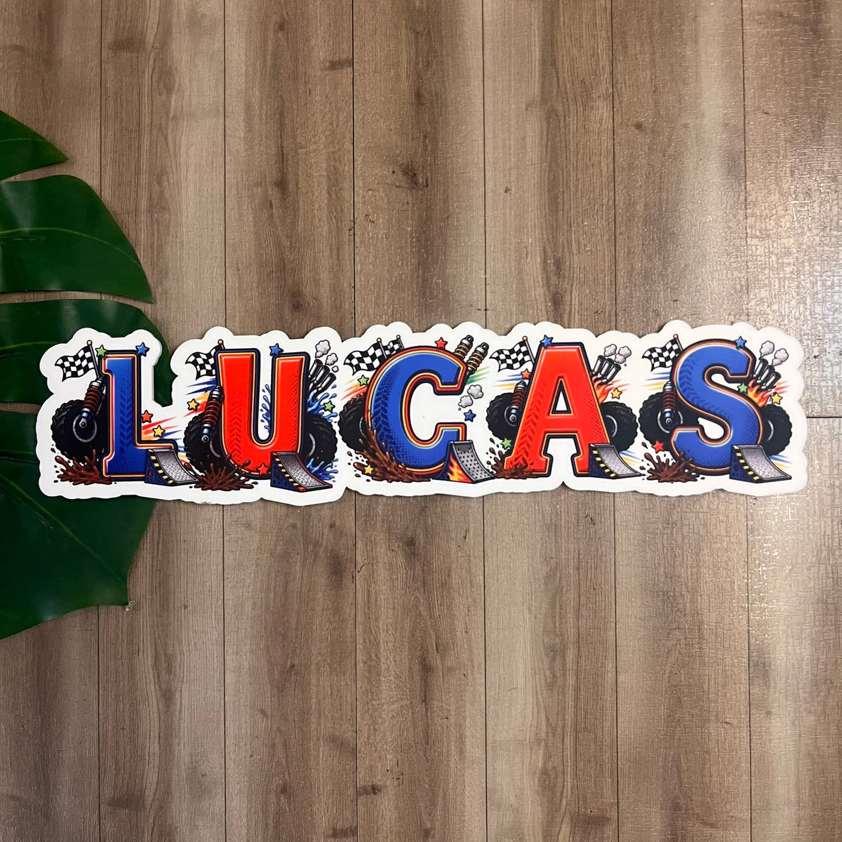 Personalised Monster Truck Themed Acrylic Name Sign - Webster Enterprises