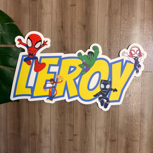 Personalised Spidey & Friends Themed Acrylic Name Plaque - Webster Enterprises