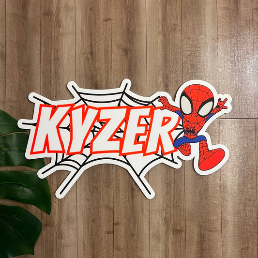 Personalised Spidey Themed Acrylic Name Plaque - Webster Enterprises