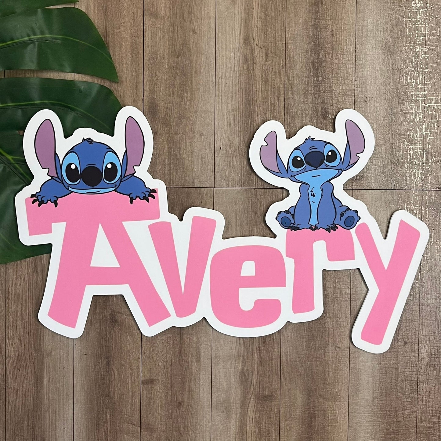 Personalised Stitch - Themed Acrylic Name Sign 💙🌺 - Webster Enterprises
