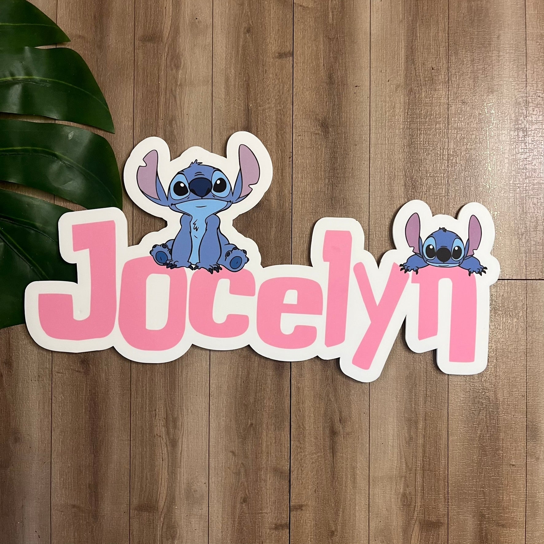 Personalised Stitch - Themed Acrylic Name Sign 💙🌺 - Webster Enterprises