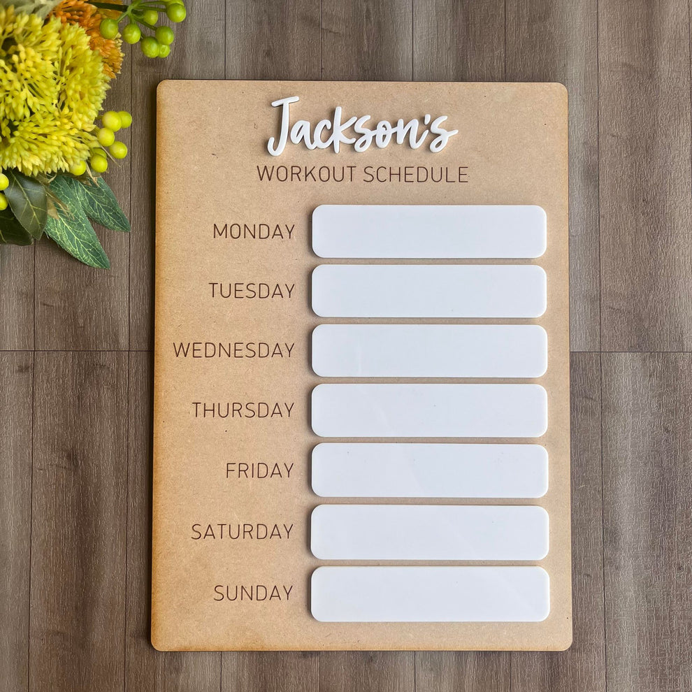 Weekly Workouts Planner Stand – 30cm Tall, Acrylic & Wood – Webster ...